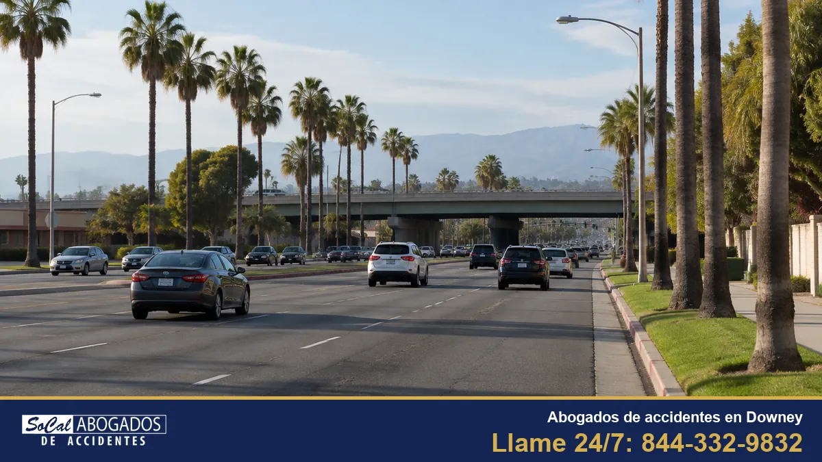 Abogados de accidentes en Downey: un bulevar de Downey cerca de un freeway