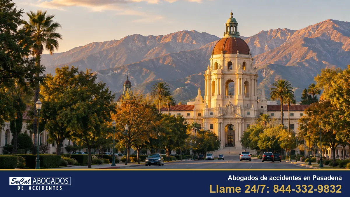 Abogados de accidentes en Pasadena: la alcaldía de Pasadena, con las montañas San Gabriel al fondo