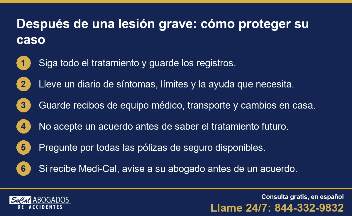 Lista de 6 pasos: cómo proteger su caso después de una lesión grave