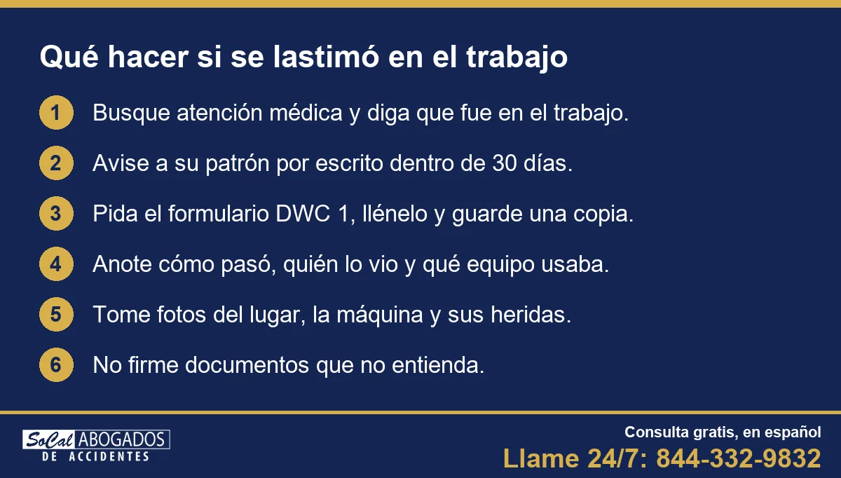Lista de 6 pasos: qué hacer si se lastimó en el trabajo